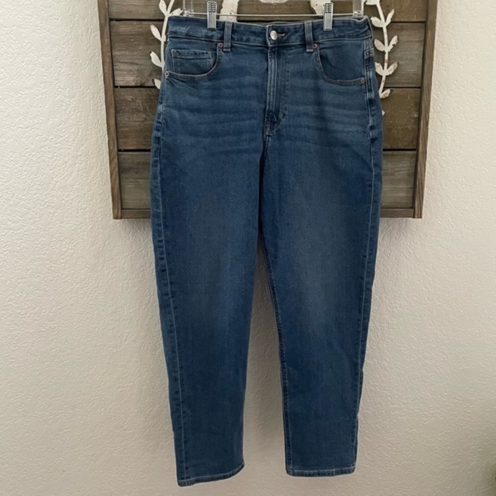American Eagle mom jeans stretch cotton blue denim size 12
